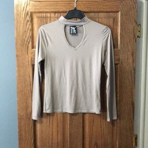 Tan choker long sleeve top